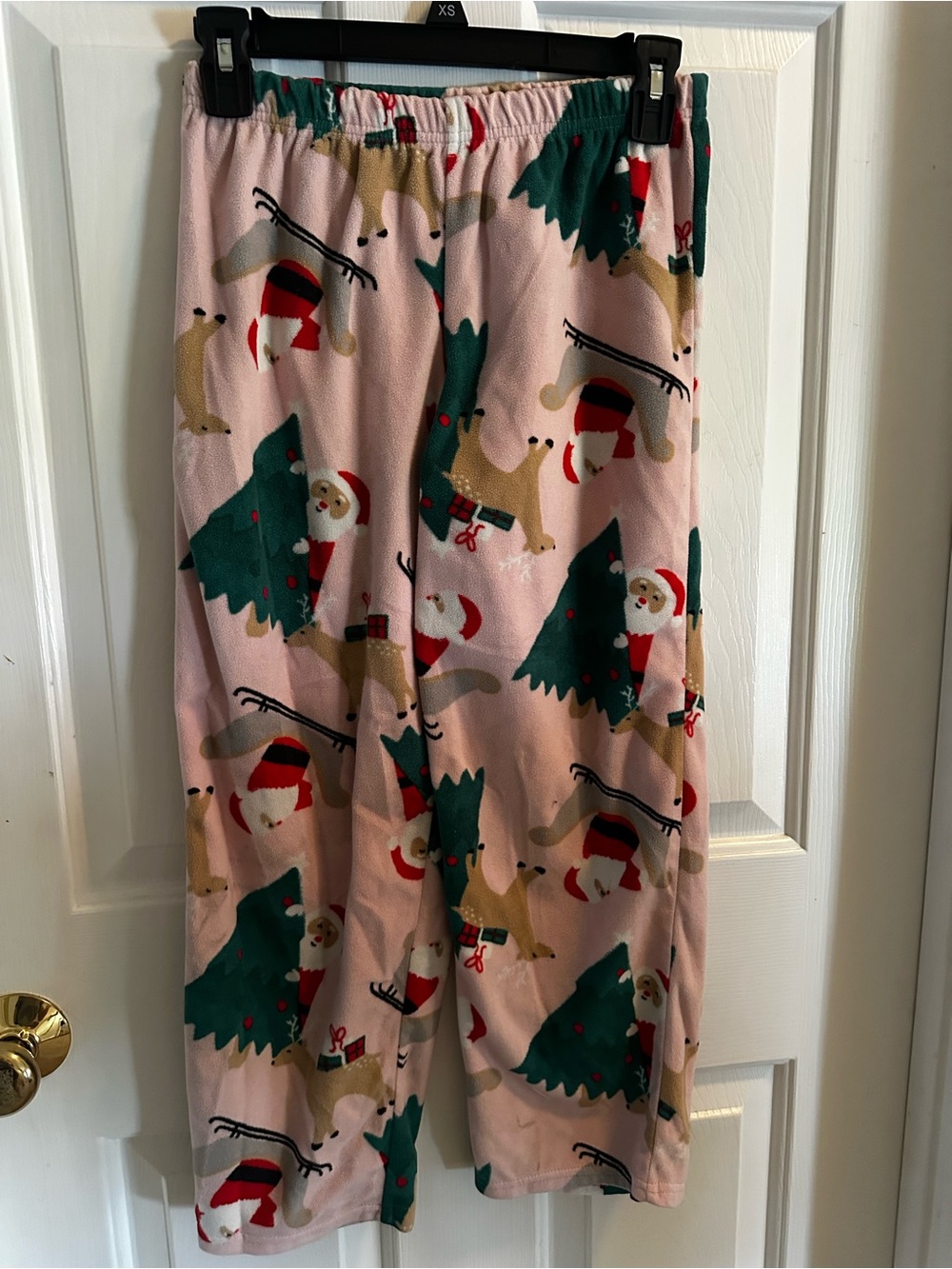 Kids Pink Holiday Santa & Tree Pajama Pants